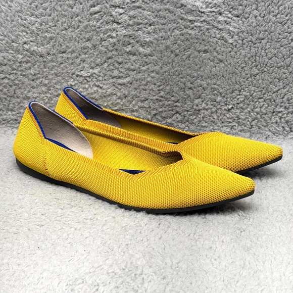Rothy’s Shoes - Rothy's The Point Womens Size 11 Slip On Ballet Flats Shoes Marigold Yellow Knit